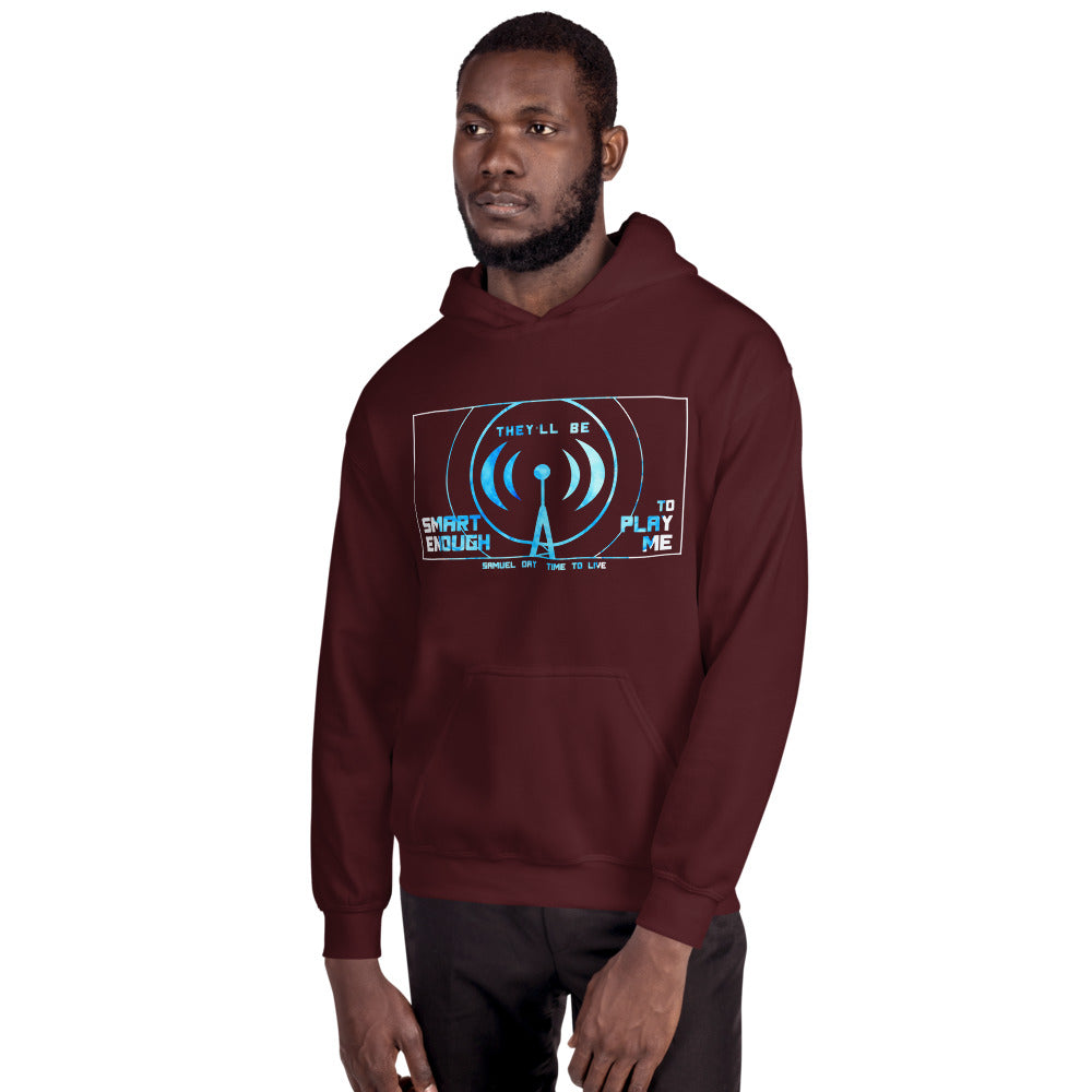 Smart Enough Lyric Unisex Pullover Hoodie - Blue and White Print